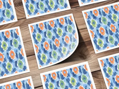Vibrant Abstract Floral Pattern Square Sticker Set