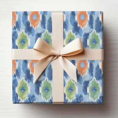 Vibrant Patterned Gift Wrap with Elegant Ribbon