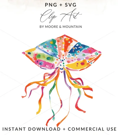 Colorful Jellyfish PNG Digital Download, Watercolor Ocean Art Print, Coastal Nursery Decor, Whimsical Marine Clipart, Eclectic Wall Art