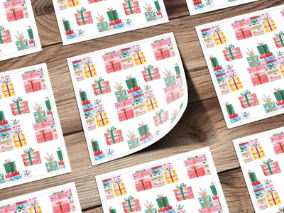 Colorful Presents Watercolor Style Repeat Pattern Digital - Moore and Mountain