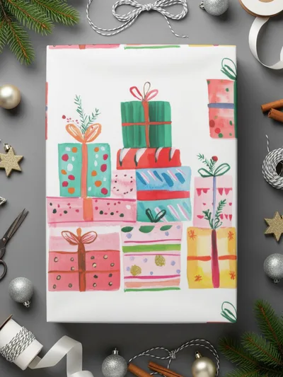 Colorful Presents Watercolor Style Repeat Pattern Digital - Moore and Mountain