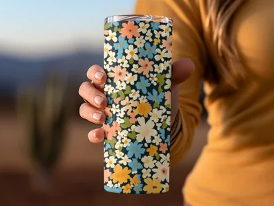 Floral Patterned Travel Tumbler for Beverages 20oz
