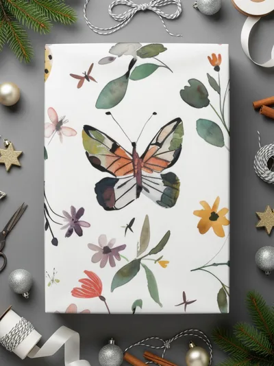 Colorful Spring Floral Butterfly Watercolor Pattern Digital - Moore and Mountain