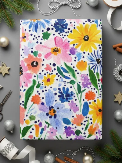 Colorful Spring Watercolor Floral Pattern, Summery Floral Background With Dots - Moore and Mountain