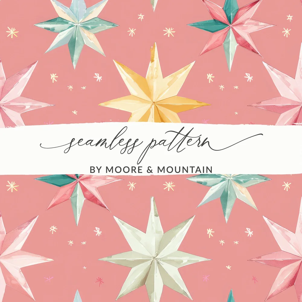 Colorful Star Pattern T-Shirt, Seamless Star Digital Paper, Holiday Fabric Design, Celestial Stars Print, Gift Wrap Design, Star T Shirt - Moore and Mountain