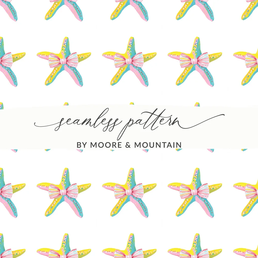 Vibrant Starfish Bow Seamless Pattern Design product type
