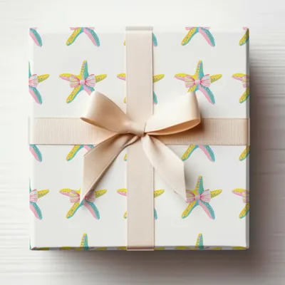 Playful Colorful Starfish Pattern Gift Wrapping Paper product type
starfish pattern
ocean theme
marine design
sea creature art
beach aesthetic
summer vibes
colorful illustration
pastel hues
whimsical decor
cute pattern
gift wrap paper
present packaging
decorative box
birthday present
celebration wrap
kids friendly
aqua pink yellow
ribbon bow
under sea life
bright design
