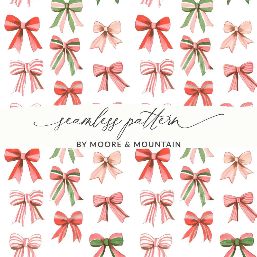 Colorful Watercolor Bows Repeat Pattern Art Print Digital - Moore and Mountain