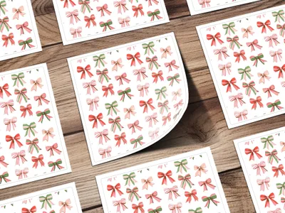 Colorful Watercolor Bows Repeat Pattern Art Print Digital - Moore and Mountain