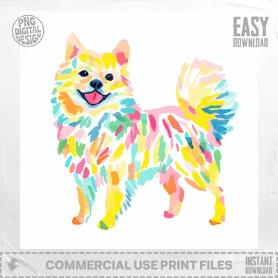 Colorful, abstract dog illustration with text "EASY DOWNLOAD".