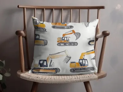 Construction Excavator Digital Seamless Pattern, Yellow Gray Watercolor, Vehicle Repeat Pattern, Commercial License, Digital Papers - Moore and Mountain