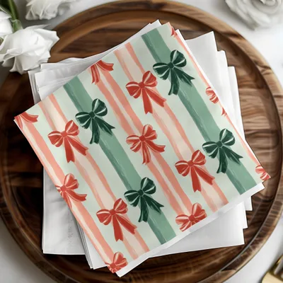 Coquette Christmas Bow and Stripes Seamless Pattern Christmas Colors Digital - Moore and Mountain