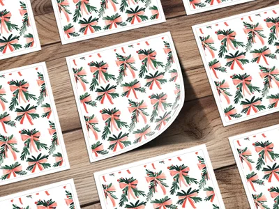 Coquette Christmas Festive Bows With Pine Sprigs Holiday Repeat Digital - Moore and Mountain