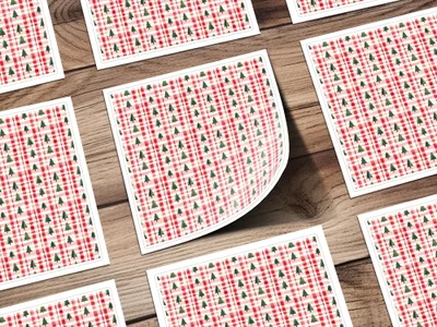Coquette Classic Christmas Tree and Plaid Pattern Repeating Digital - Moore and Mountain