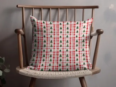 Coquette Classic Christmas Tree and Plaid Pattern Repeating Digital - Moore and Mountain
