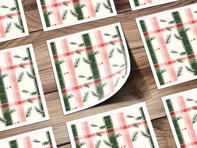 Coquette Red and Green Checks with Leaves and Dots | Digital Download | Festive Pattern - Moore and Mountain