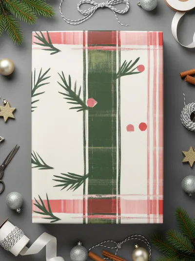 Coquette Red and Green Checks with Leaves and Dots | Digital Download | Festive Pattern - Moore and Mountain