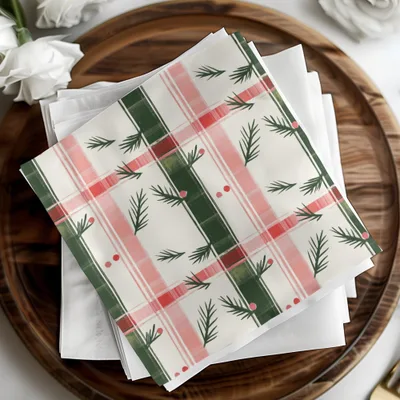 Coquette Red and Green Checks with Leaves and Dots | Digital Download | Festive Pattern - Moore and Mountain