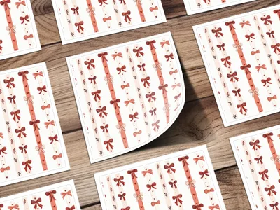 Coquette Red and Pink Bows Ribbons Hearts Stripes Seamless Pattern Texture Digital - Moore and Mountain