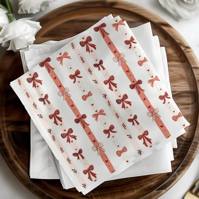 Coquette Red and Pink Bows Ribbons Hearts Stripes Seamless Pattern Texture Digital - Moore and Mountain
