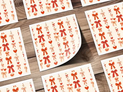 Coquette Red Ribbons and Bows and Hearts Ribbons Pattern For Romantic Projects Seamless - Moore and Mountain