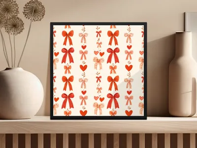 Coquette Red Ribbons and Bows and Hearts Ribbons Pattern For Romantic Projects Seamless - Moore and Mountain