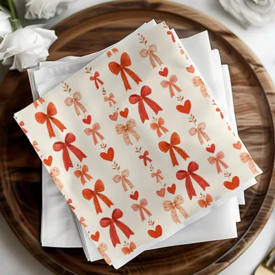 Coquette Red Ribbons and Bows and Hearts Ribbons Pattern For Romantic Projects Seamless - Moore and Mountain
