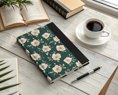 Coral and Green Dark Floral Seamless Pattern, Digital Paper, Green, Beige Flower Digital, Commercial Use Modern Floral Design - Moore and Mountain