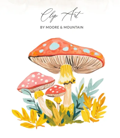 Cottagecore Mushroom SVG Preppy Clip Art Bundle | Whimsical Forest Digital Download | Nature Lover Graphic for Crafts & More