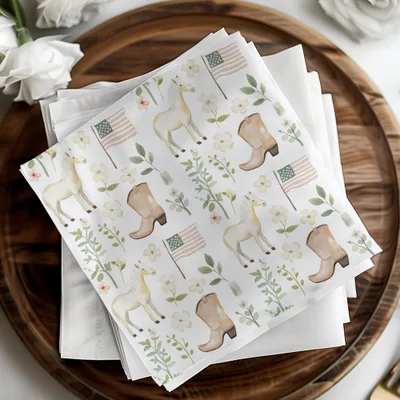 Country Charm Horse Cowboy Boot American Flag Napkins
