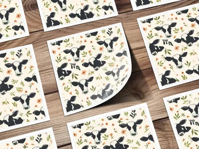 Cow and Floral Seamless Pattern Digital File, Farm Animal Print, Cute Pet Design, Repeat Pattern, Commercial Use, Digital Download - Moore and Mountain