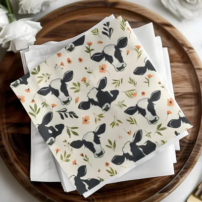Cow and Floral Seamless Pattern Digital File, Farm Animal Print, Cute Pet Design, Repeat Pattern, Commercial Use, Digital Download - Moore and Mountain