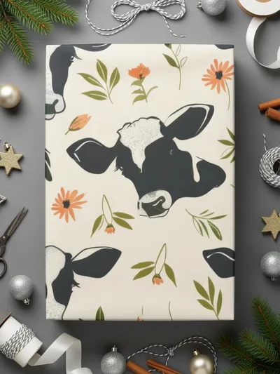 Cow and Floral Seamless Pattern Digital File, Farm Animal Print, Cute Pet Design, Repeat Pattern, Commercial Use, Digital Download - Moore and Mountain