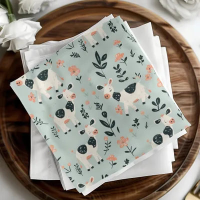 Cow Digital Paper, Floral Seamless Pattern, Farm Animal Background, Cute Digital Download, Nursery Print, Scrapbook Paper, Commercial Use - Moore and Mountain