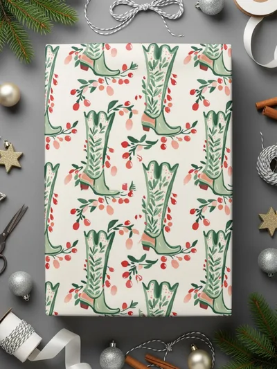 Cowboy Boot Digital Paper, Floral Boots Seamless Pattern, Western Style Digital Download, Digital Scrapbook Paper, Printable Fabric Design - Moore and Mountain