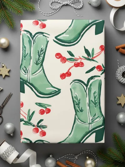 Cowboy Boots Seamless Pattern Digital, Watercolor Boots File, Trendy Western Print, Cherries JPEG Digital, 12x12 Inches - Moore and Mountain
