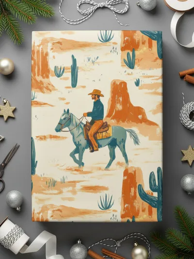 Cowboy Digital Paper, Western Seamless Pattern, Cactus Digital Download, Desert Repeat Pattern, Wild West Design, Digital Paper Pack - Moore and Mountain