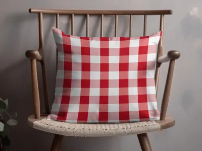 Red and White Checkered Pillow for Home Decor