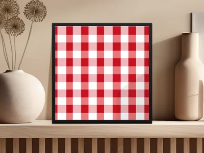 Red and White Checkered Print Wall Art product type