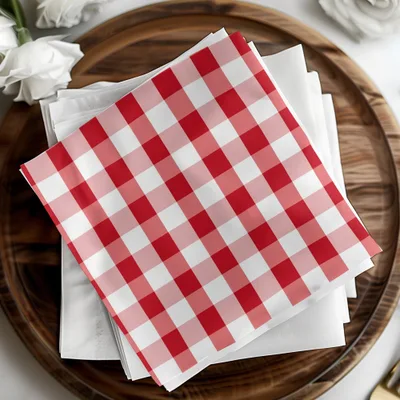 Red and White Checkered Napkin Set for Dining Decor