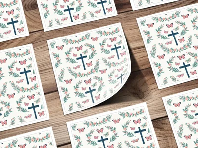 Cross Butterfly Digital Paper, Floral Seamless Pattern, Christian Digital Background, Religious Print, Digital Files for Fabric, Crafts - Moore and Mountain