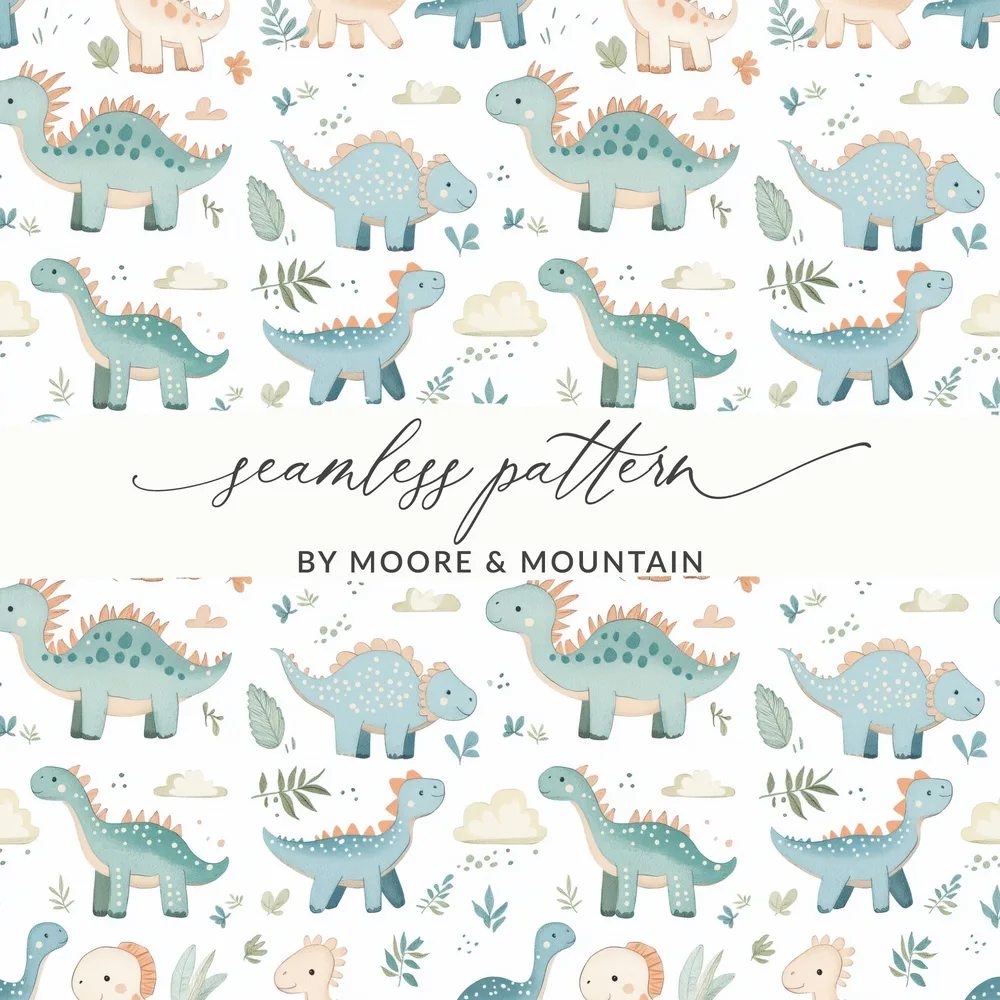 Cute Dinosaur Seamless Pattern by Moore & Mountain
