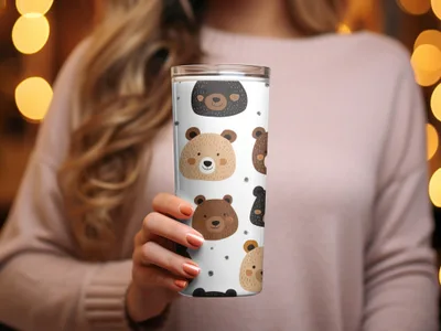 Cute Bear Faces Digital Paper, Seamless Bear Pattern, Nursery Decor Background, Animal Pattern Digital, Scrapbooking Paper, Digital Download - Moore and Mountain