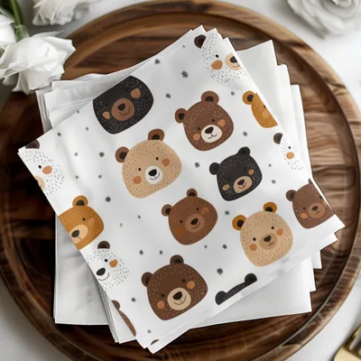 Cute Bear Faces Digital Paper, Seamless Bear Pattern, Nursery Decor Background, Animal Pattern Digital, Scrapbooking Paper, Digital Download - Moore and Mountain
