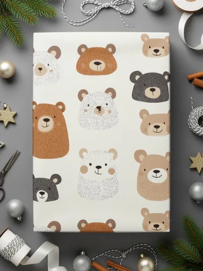 Cute Bear Seamless Pattern Digital Paper, Nursery Animal Pattern, Kids Fabric Design, 12x12 JPEG Files, Repeating Pattern Digital - Moore and Mountain