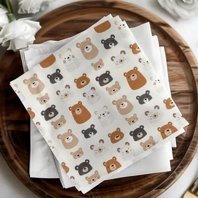 Cute Bear Seamless Pattern Digital Paper, Nursery Animal Pattern, Kids Fabric Design, 12x12 JPEG Files, Repeating Pattern Digital - Moore and Mountain