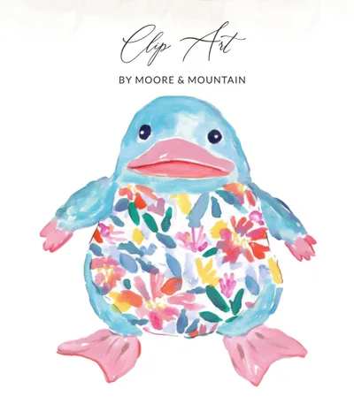 Cute Blue Platypus Art Print Digital Download Whimsical Nursery Decor Abstract Floral Animal Wall Art Kids Room Baby Shower Gift