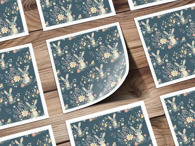 Cute Bunny Floral Pattern, Digital Paper, Seamless Pattern, Easter Pattern, Fabric Design, Spring Pattern, Scrapbook Paper, Digital Product - Moore and Mountain