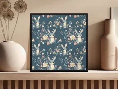 Cute Bunny Floral Pattern, Digital Paper, Seamless Pattern, Easter Pattern, Fabric Design, Spring Pattern, Scrapbook Paper, Digital Product - Moore and Mountain