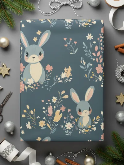 Cute Bunny Floral Pattern, Digital Paper, Seamless Pattern, Easter Pattern, Fabric Design, Spring Pattern, Scrapbook Paper, Digital Product - Moore and Mountain